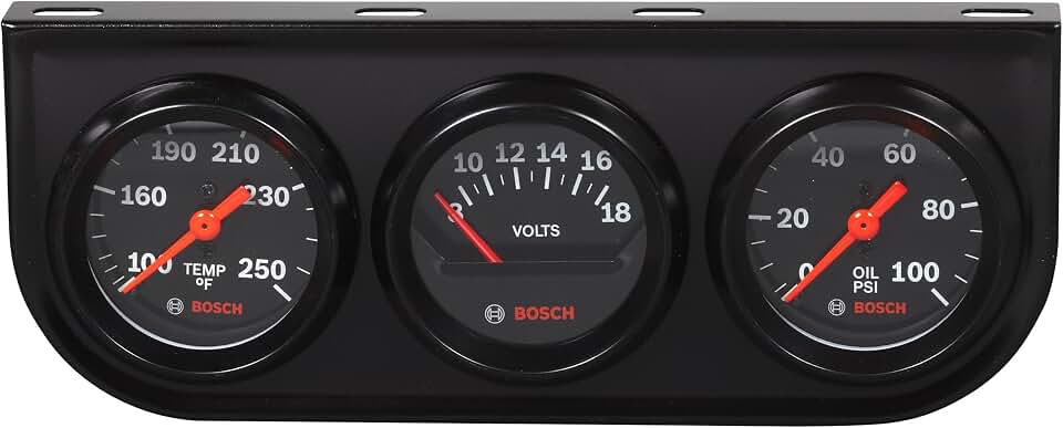 Bosch BOSCH SP0F000054 Style Line 2" Triple Gauge Kit Kit - Clean Easy to Read Look with Black Dial Face and Black Bezel