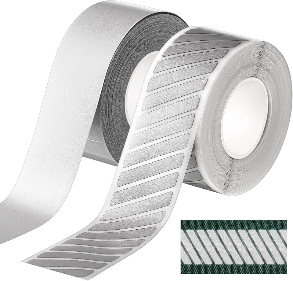 2 Pcs 1" X33ft/11 Yard High Visibility Iron on Reflective Tape for Clothing | Reflective Heat Transfer Vinyl Iron on Tape, Safety Heat Transfer Film Supplies for Outdoor Night, (Stripe, Plain, Silver)