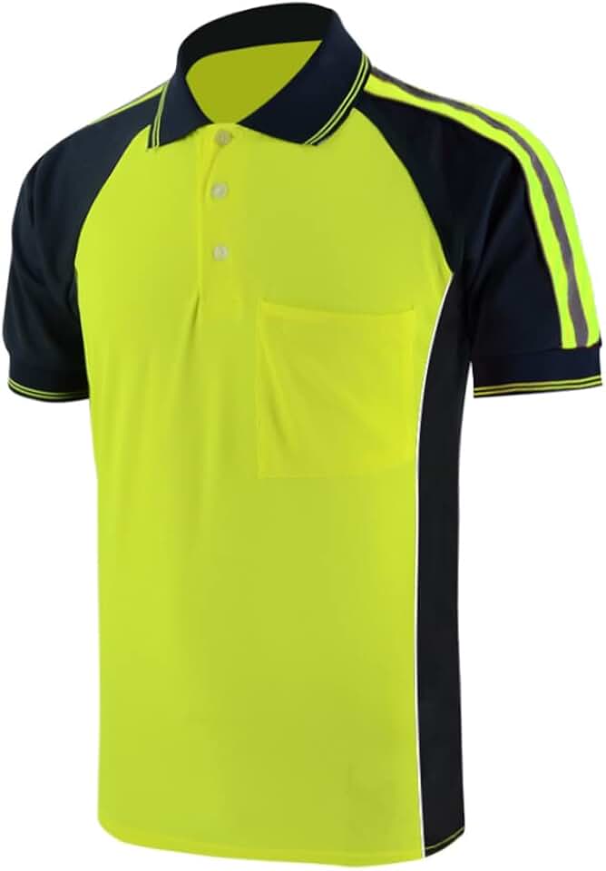 Safety Shirt High Visibility Reflective Polo Shirts for Men | Short Long Sleeve Construction Work T Shirts