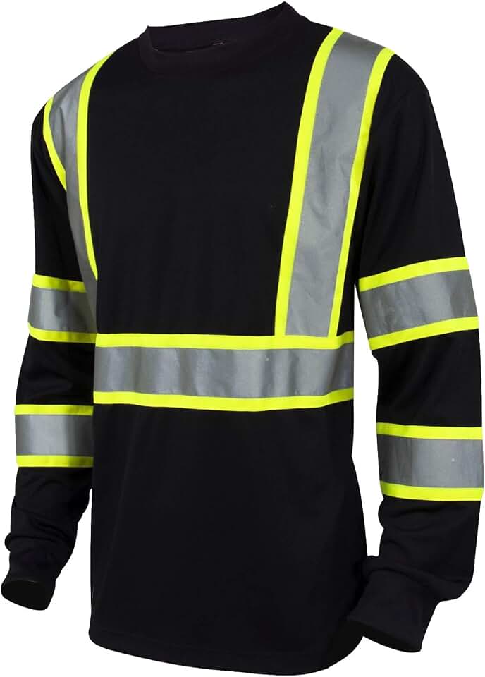 L&amp;M Hi Vis Class 3 T Shirt Reflective Safety Black Short Long Sleeve HIGH Visibility 39 55 Global Recycled Standard