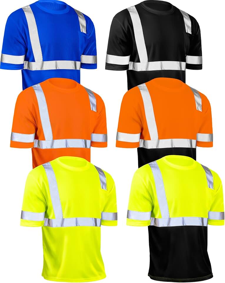JaGely 6 Pcs Safety Reflective Shirts Bulk