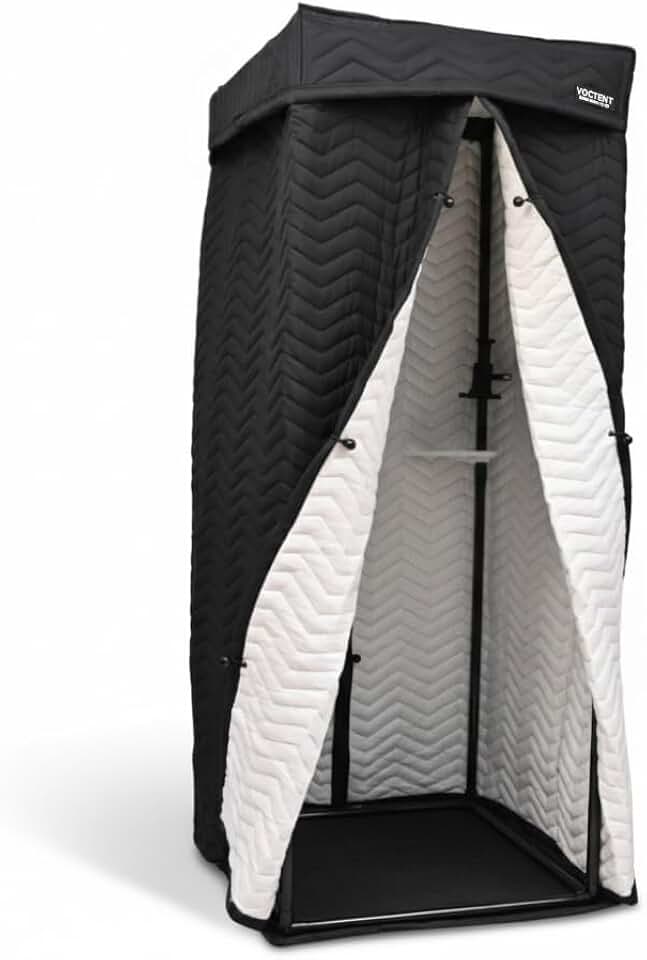 Portable Recording Booth for Home Studio, Vocal Booth for Voiceover | 670+ GSM sound blanket, polyester &amp; non-woven layers, virgin fiberfill, echo reduction for podcast, voice acting &amp; singing
