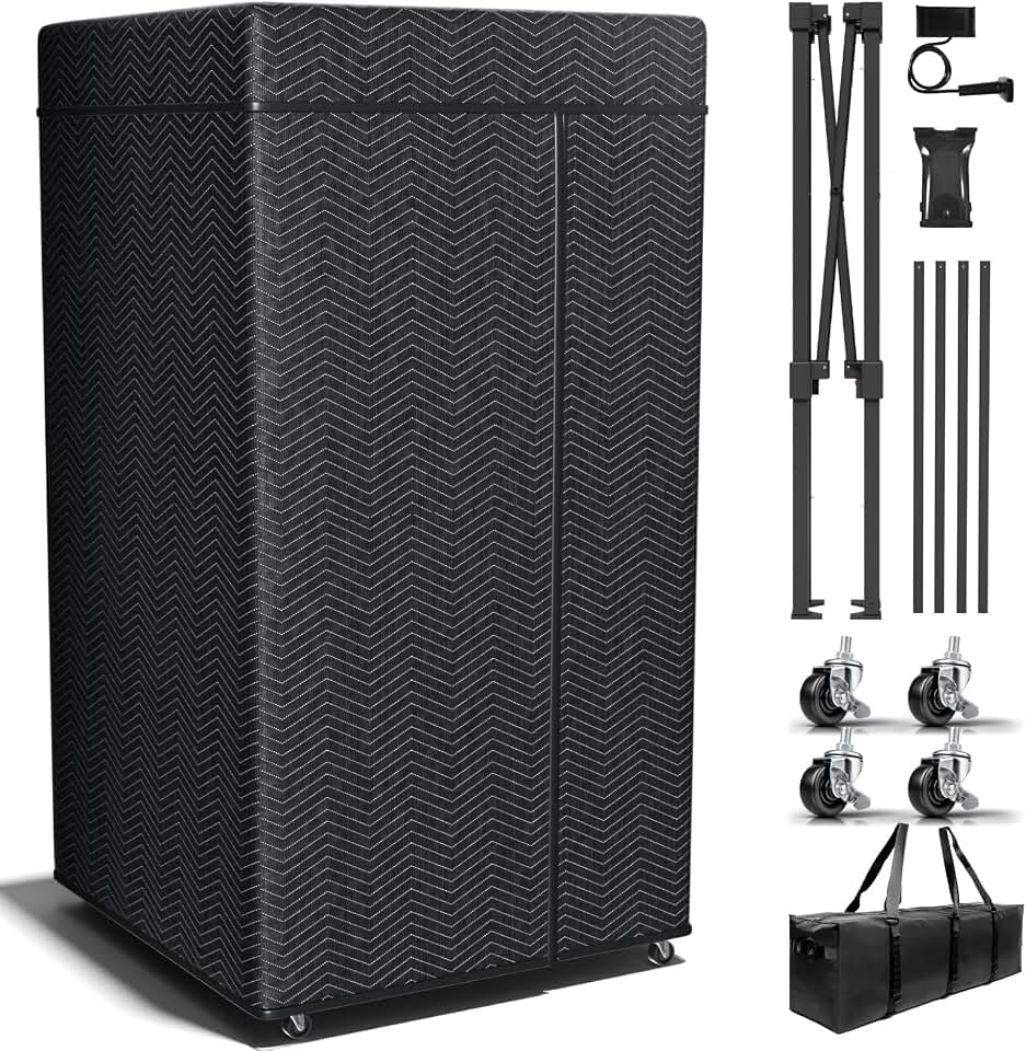 RDCMKL Portable Vocal Booth for Home Studio, Foldable Recording Booth | Home studio, podcasts, voiceover, singing, acoustic blanket enclosure, floor stand, phone holder, travel bag, reduce echo