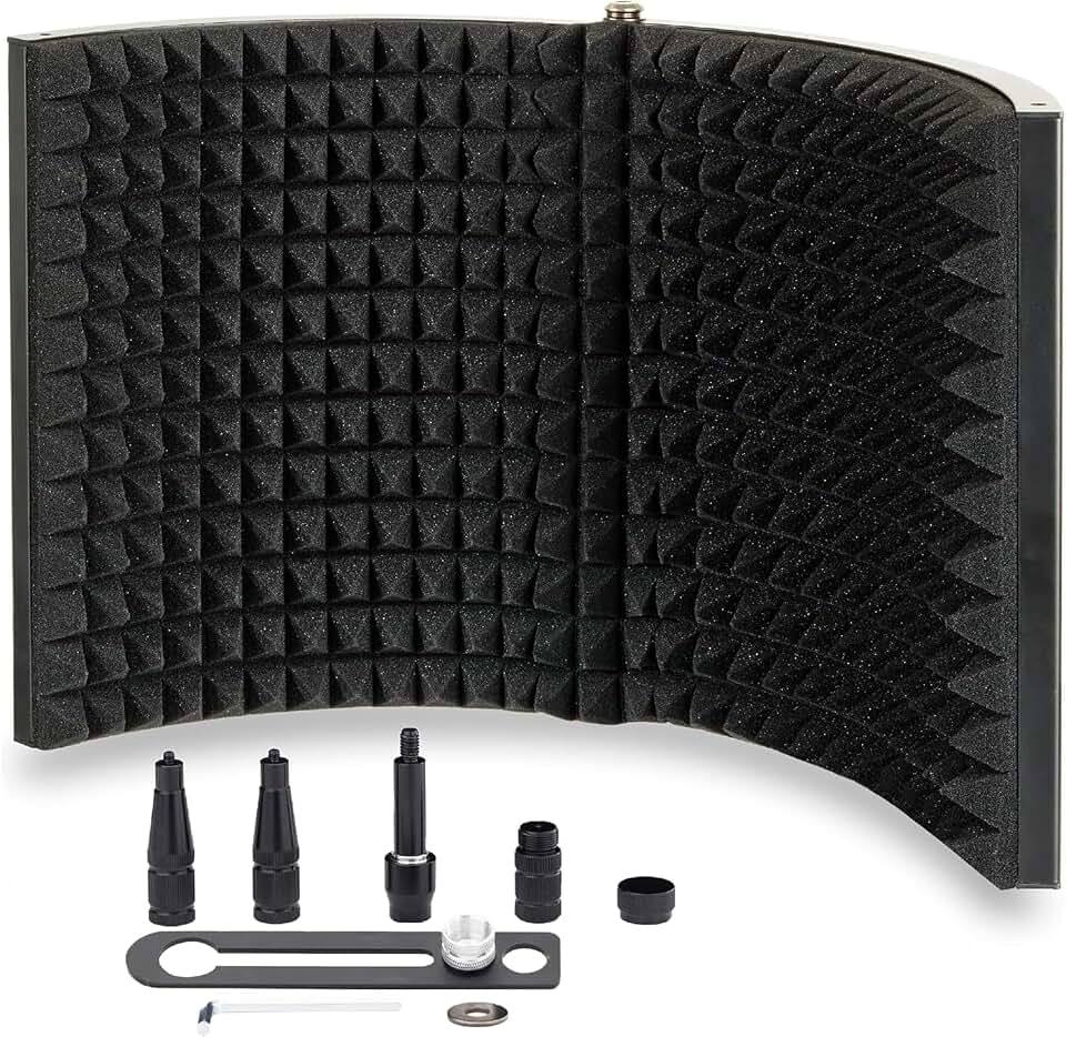 Microphone Isolation Shield - Foldable Microphone Reflection Filter for Recording Studio, Podcasts, Singing, and Broadcasting- Mic Studio Equipment