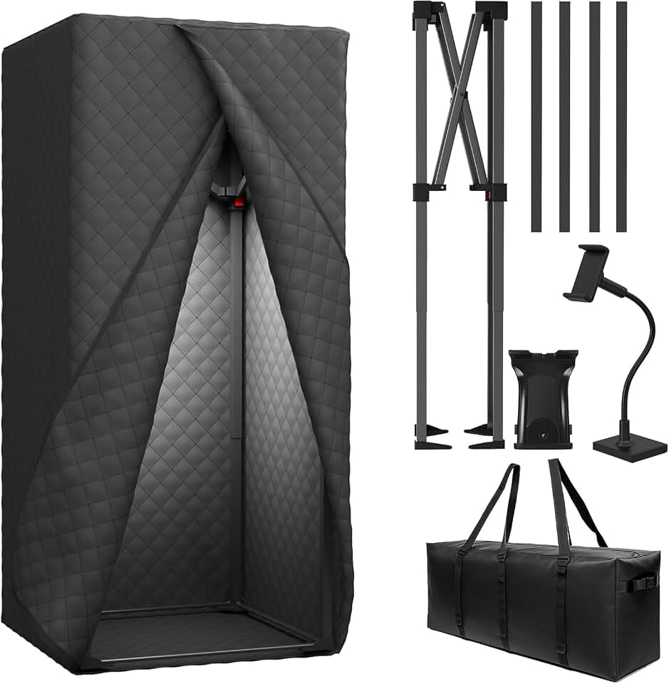Portable Recording Booth Soundproof Acoustic Pod for Music &amp; Voiceovers, Echo-Free Vocal Booth for Home Studio with Bag