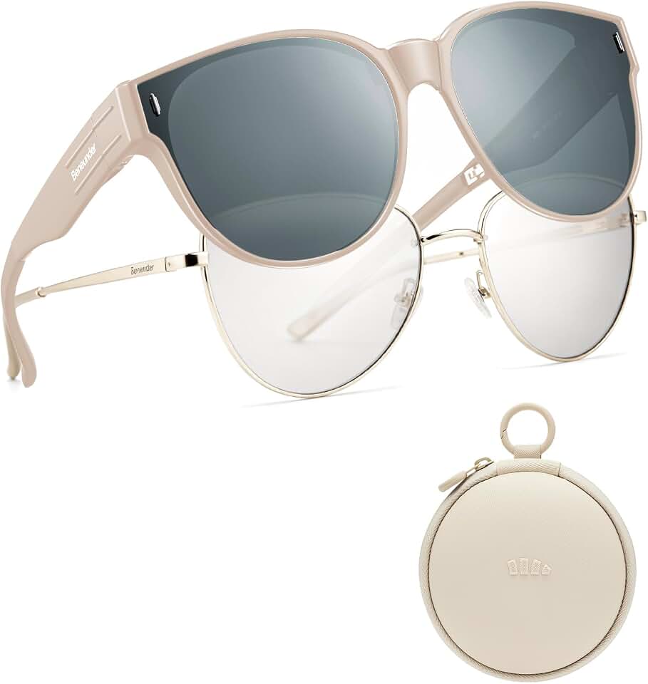 BENEUNDER Polarized Fit Over Sunglasses for Womens &amp; Men, Lightweight Folding Sunglasses for Nearsightedness