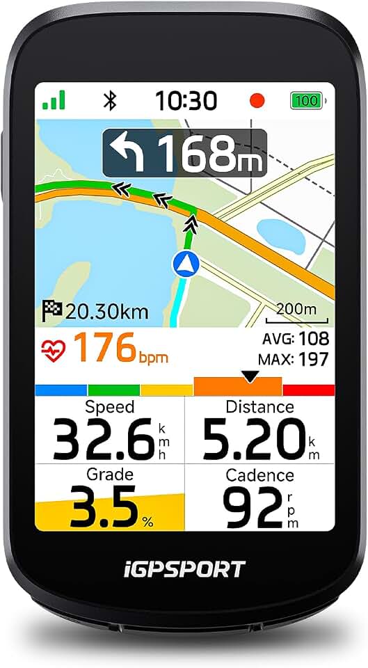 iGPSPORT BSC500 GPS Bike Computer, 3.3'' Touchscreen MAP &amp; Voice Navigation Ebike Mode Climb Training Function