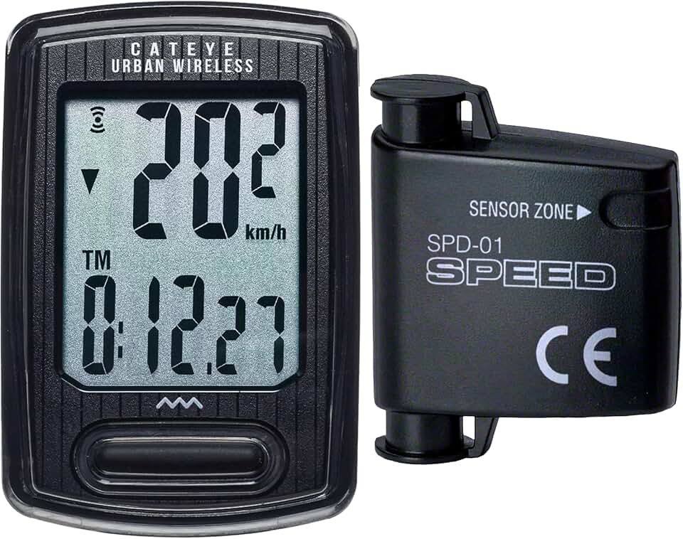 CATEYE Urban Wireless Bike Computer | Calorie Tracking, FlexTight Mount, Auto Start/Stop, Programmable Odometer &amp; Easy Setup for All Bikes