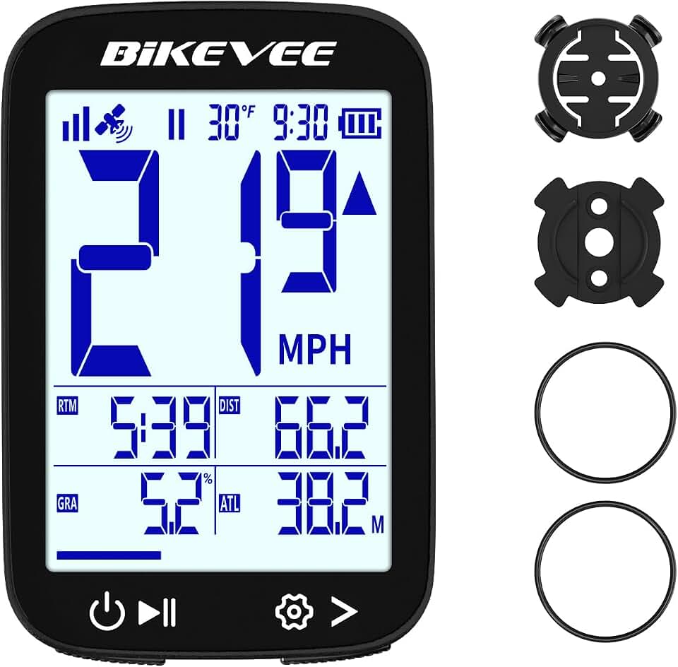 Wireless GPS Bike Computer, 2.4" Screen, 650mAh, IPX7 | Bicycle Speedometer Odometer, Altitude, Gradient and Ascent Data, 28H Runtime, Auto Backlight ClimatePartner certified