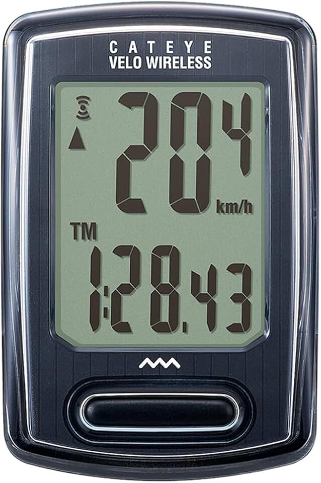CATEYE Velo Wireless Bike Computer | Calorie Tracking, Auto Start/Stop, Programmable Odometer, Waterproof IPX8, Secure Zip-Tie Mount
