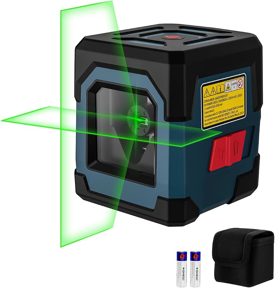 Laser Level, RockSeed Cross Line Laser with Self-Leveling, Vertical and Horizontal Line, Rotatable 360 Degree, Carrying Pouch, Battery Included (Not Tripod) Global Recycled Standard