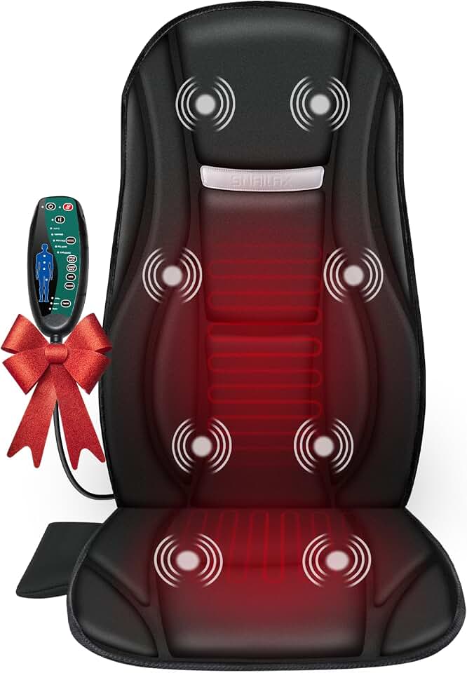 Snailax Vibration Back Massager with Heat, 8 Motors Massage Chair Pad | 5 Modes, Neck, Shoulder, Back &amp; Thighs, Adjustable Intensity, Sofa &amp; Recliner Use, Home &amp; Office, Portable Design, 2026 Global Recycled Standard