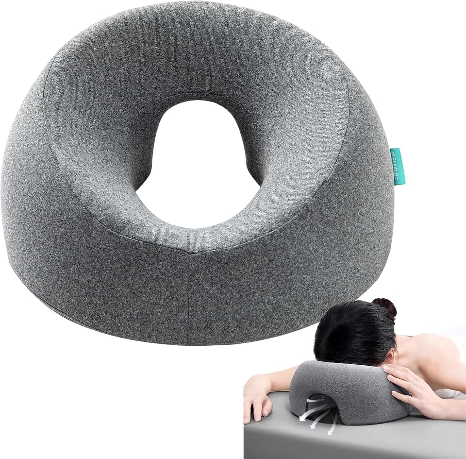xiaomubiao Face Down Pillows for Massage Table, Massage Headrest for Bed, Face Pillow for Stomach Sleeping, BBL Pillow After Surgery Post Eye Surgery &amp; Vitrectomy Recovery, Removable Cover Grey OEKO-TEX STANDARD 100