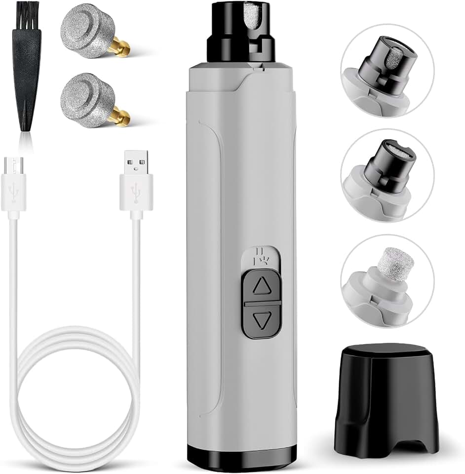 YGGDRA Dog Nail Grinder Upgraded - Professional 2-Speed Super Quiet and Low Vibration Electric Pet Nail Grinder with LED Lights - Painless Paws Grooming &amp; Smoothing for Small to Large Dogs