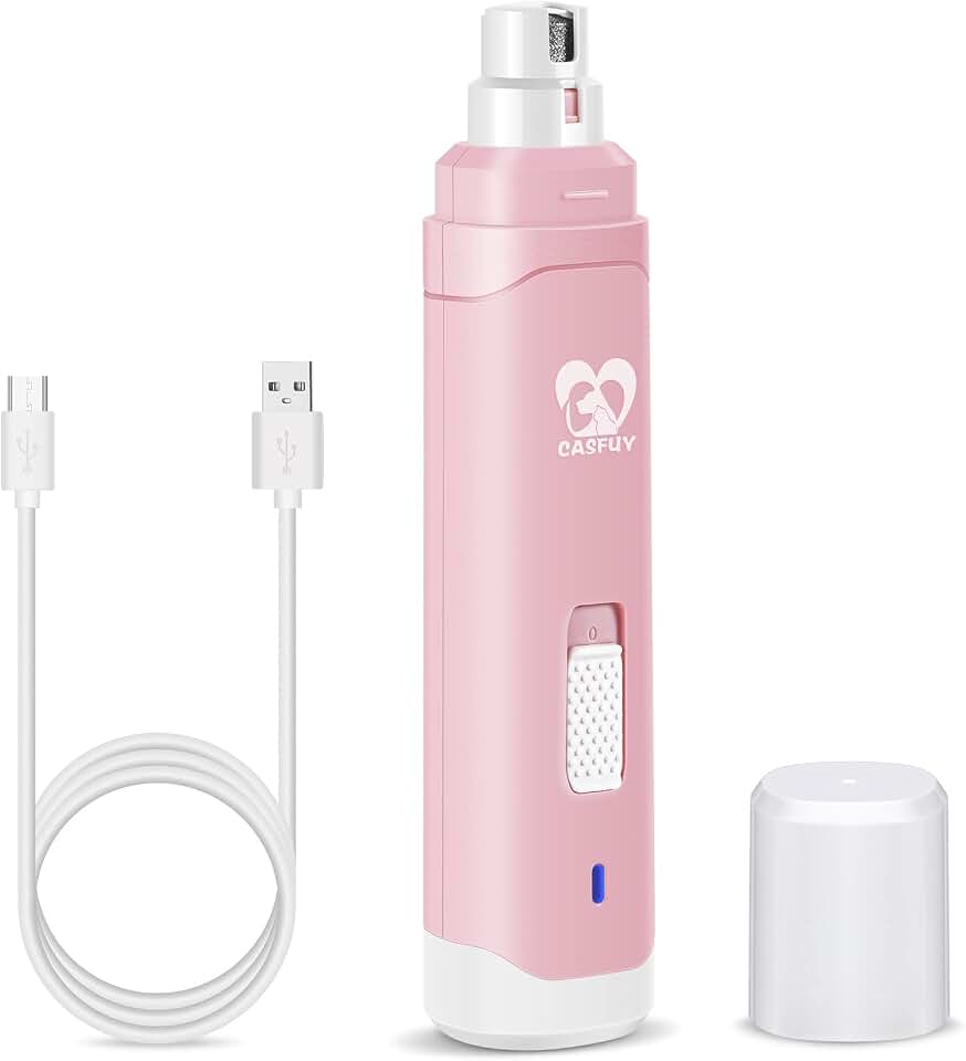 Casfuy Dog Nail Grinder Upgraded - Professional 2-Speed Whisper-Quiet Electric Pet Nail Trimmer Painless Paws Grooming &amp; Smoothing for Small Medium Large Dogs &amp; Cats