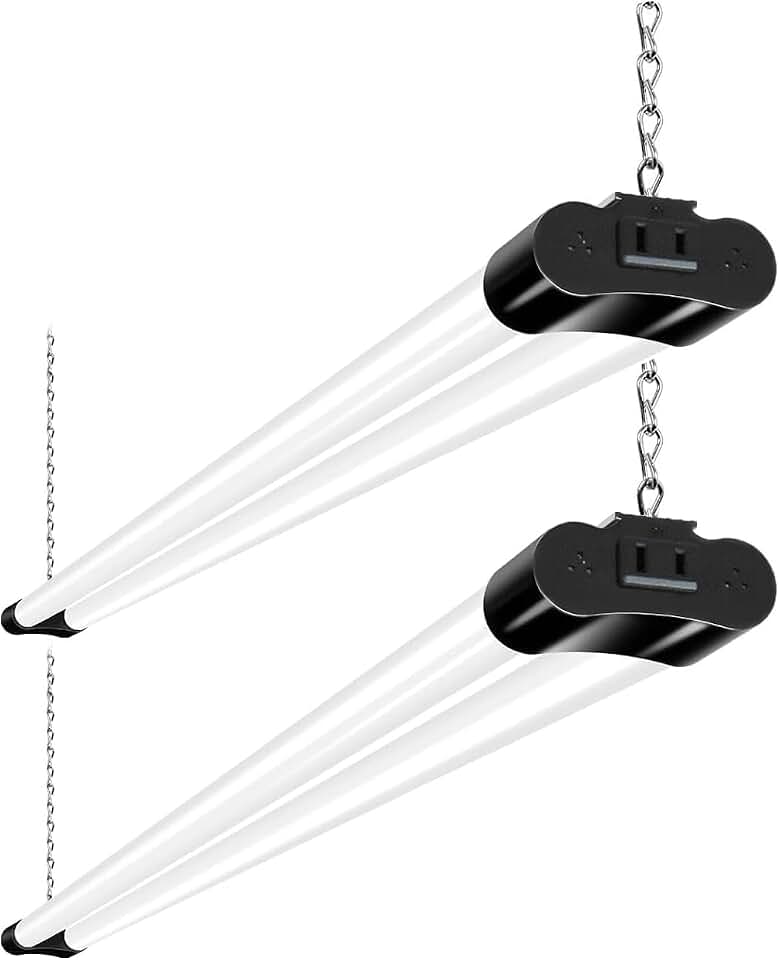 hykolity 4FT Linkable LED Shop Light for Garage,4400LM,5000K Daylight | 42W Utility Linkable Shop Light Fixture LED Workbench Shop Light with Plug, Hanging or Surface Mount,Black - ETL,2 Pack