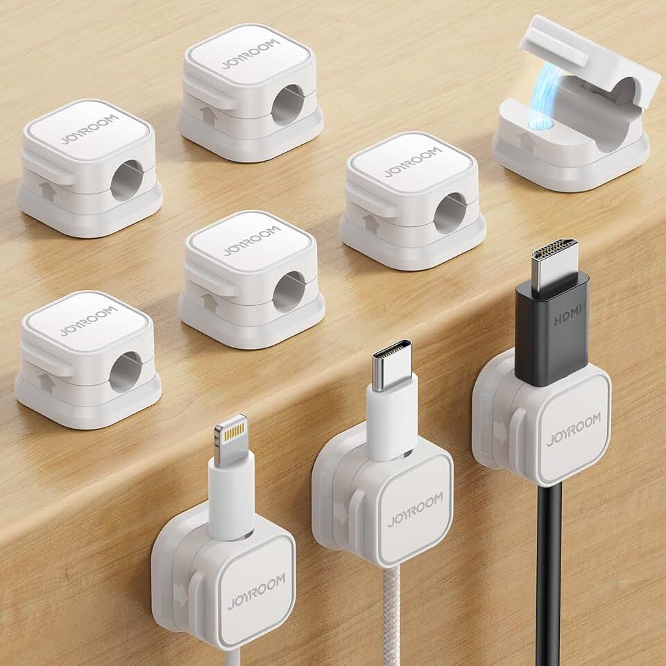 JOYROOM 9 Pack Magnetic Cable Clips, Cord Organizer Adhesive Wire Holder | Home Nightstand Office Desk Accessories, Car Wall Organization, Phone Charger Cord Holder Management, Cable Smooth Adjustable