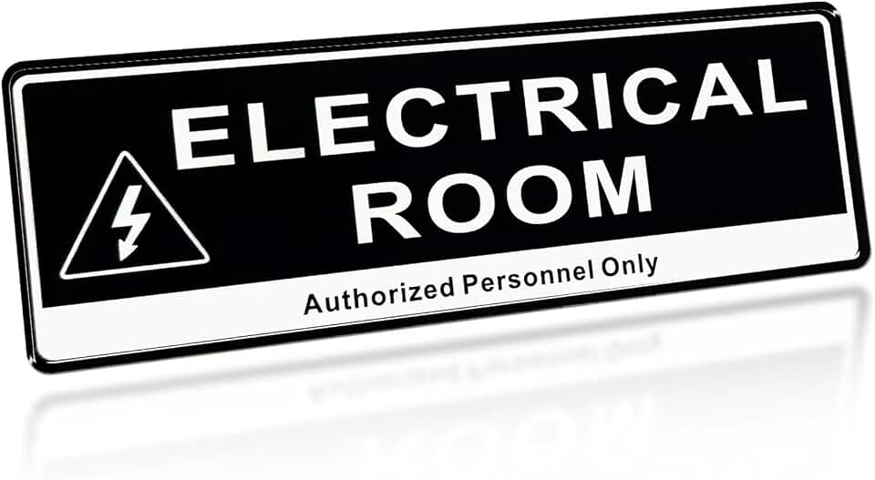 Door Sign,RAMIEYOO Acrylic Authorized Personnel Only Signs for Door,Black and White - 9"x 3" (Electrical Room)