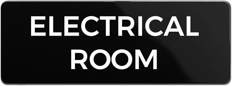 Electrical Room Sign, 2" x 6" for Door or Wall | Durable ABS Plastic with Full Adhesive Backing