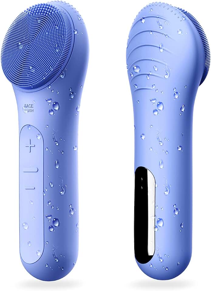 NågraCoola CLIE Facial Cleansing Brush, Waterproof and Rechargeable Face Scrub Brush for Men &amp; Women, Cleansing, Exfoliating and Massaging, Electric Face Scrubber - Blue