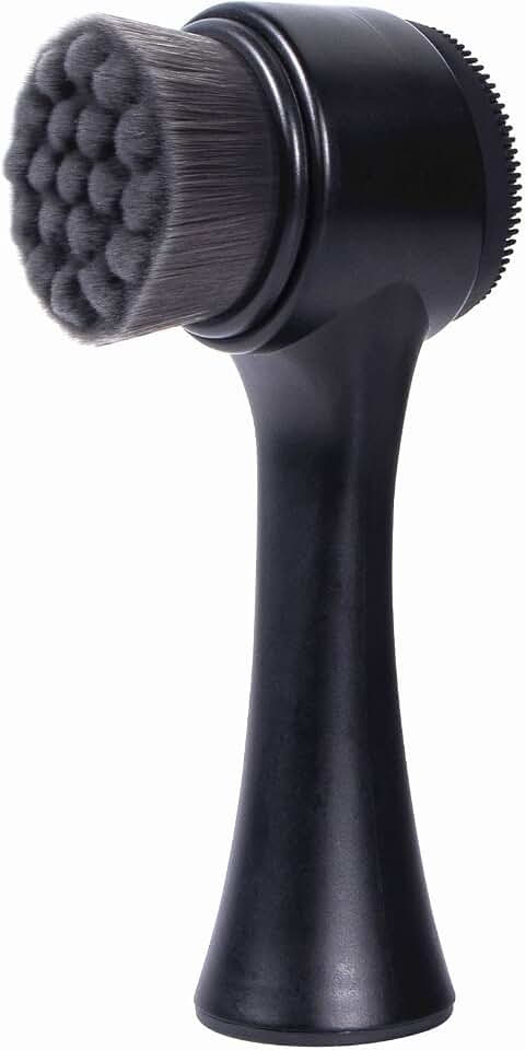Face Brush 2 in 1, Facial Cleansing Exfoliating Scrubber Brush, Silicone Double Side Manual Face Wash Scrub Brush with Soft Bamboo Charcoal Fiber for Deep Pore Cleansing, Massaging, Skin Care