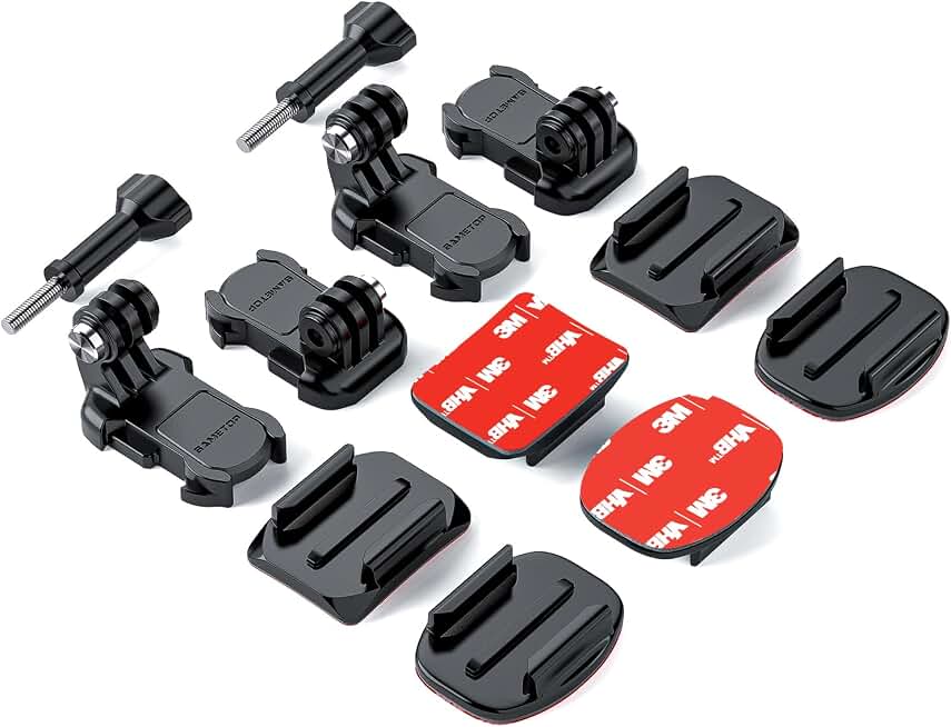 Helmet Sticky Mounts Adhesive Buckle Mount Accessories for GoPro | Screw Kit, for Go Pro Hero 13 12 11 10 Max 9 8 7 6 5 Session Mission DJI Osmo Insta360 AKASO Action Cameras, 12 in 1