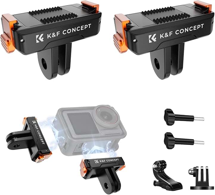 K&amp;F CONCEPT Magnetic Quick Release Adapter Mount for DJI Osmo Action 5 Pro | 2 Pack Extension Base Bracket with 1/4" Adapter/Quick-Release Buckle for DJI Osmo Action 4/Action 3/Osmo 360 Accessories PP05 Global Recycled Standard