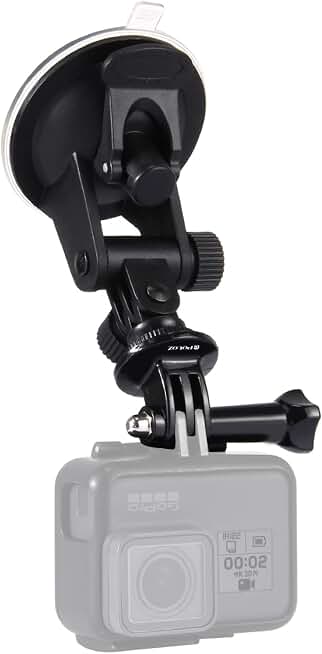 PULUZ Suction Cup Mount for Gopro Car Mount, Adjustable Vehicle Window &amp; Windshield Mount Holder, Compatible with GoPro Hero 12 11 10 9 8 7/Insta360 X3 x2/DJI OSMO Action Camera Mount