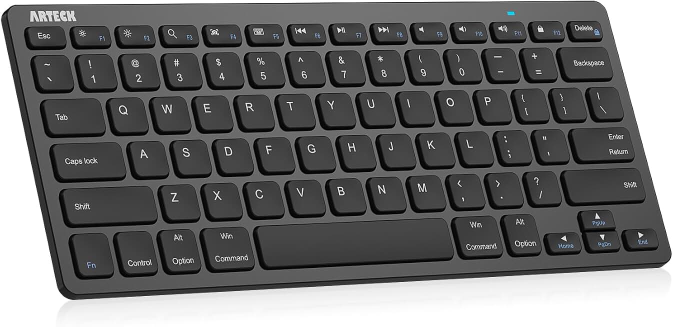 Arteck Compact Wireless Bluetooth Keyboard for iPad Tablet iPhone PC Black