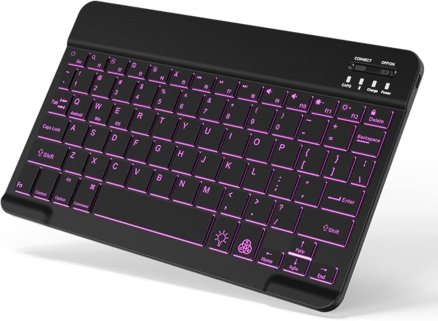 Backlit Wireless Bluetooth Keyboard for iPad Samsung Tablet Phone iPhone | For iPad A16 11th 10th 9th Generation iPad Air Pro Mini Android Galaxy Tab Cell Phone Smartphone Small Portable Rechargeable