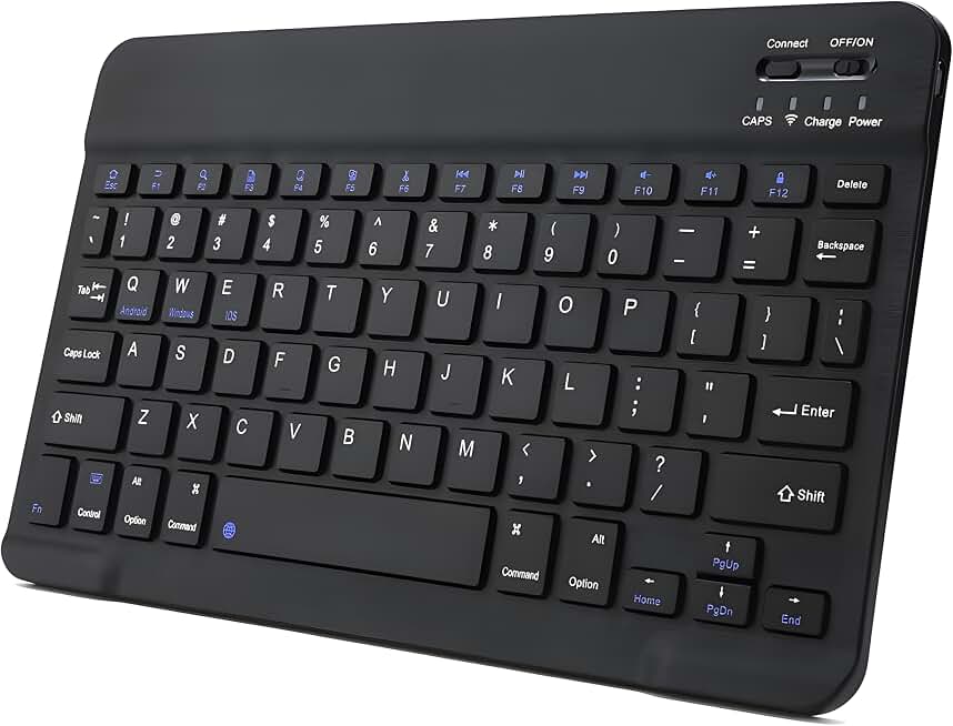 Bluetooth Keyboard for iPad, Rechargeable Slim Portable Wireless Keyboard for iPad Tablets, Compatible for All iOS/Windows/Android System Devices-Black