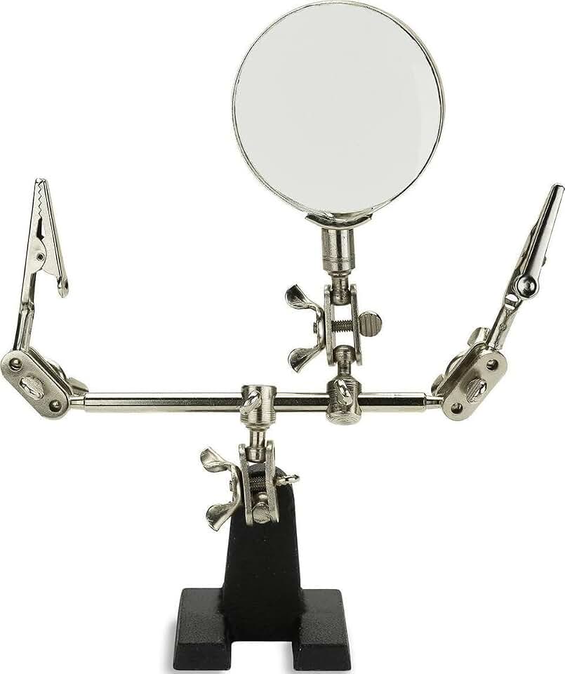 NEIKO 01902 Adjustable Helping Hand with Magnifying Glass, Third Hand Solder Aid, Soldering Wire Station Stand with Dual Alligator Clips and a Heavy Base, Beading &amp; Jewelry Making Tools, Solder Holder