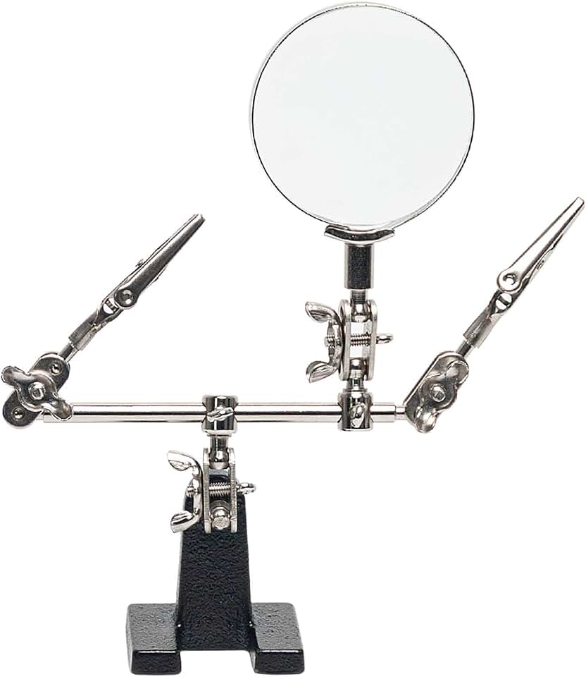 AORAEM Helping Hands Magnifier with Dual Adjustable Alligator Clips | 2.5X Magnifying Glass Soldering Station for Crafting, Hobby, Micro Objects (Not Include Battery) Global Recycled Standard
