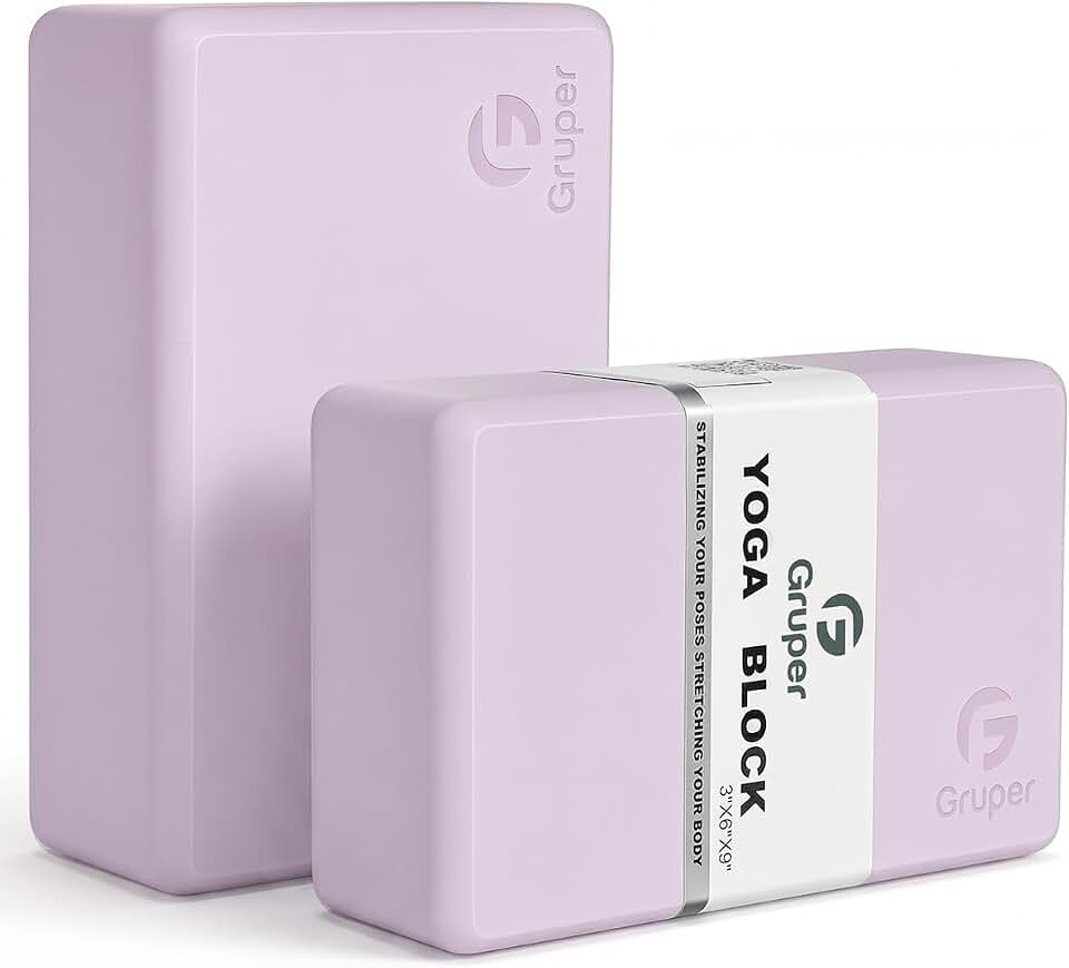Gruper Yoga Blocks 2 Pack, 9"x6"x3" Exercise Blocks High-Density EVA Foam Blocks with Soft Non-Slip Surface, Lightweight Yoga Props for Yoga Pilates Meditation &amp; Stretching