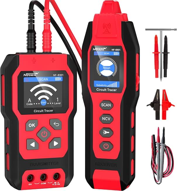NOYAFA NF-8301 Circuit Tracer, Underground Wire Locator &amp;Digital Multimeter | 8 Level Sensitivity Adjustment, Rechargeable Wire Tracer for Fuses, Irrigation, Wall Wires Global Recycled Standard