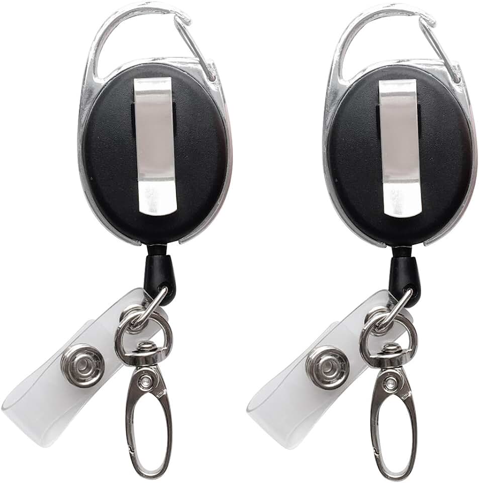 Retractable Badge Reel with Claw Clasp and Clip for Id Card Holders (2Pack)