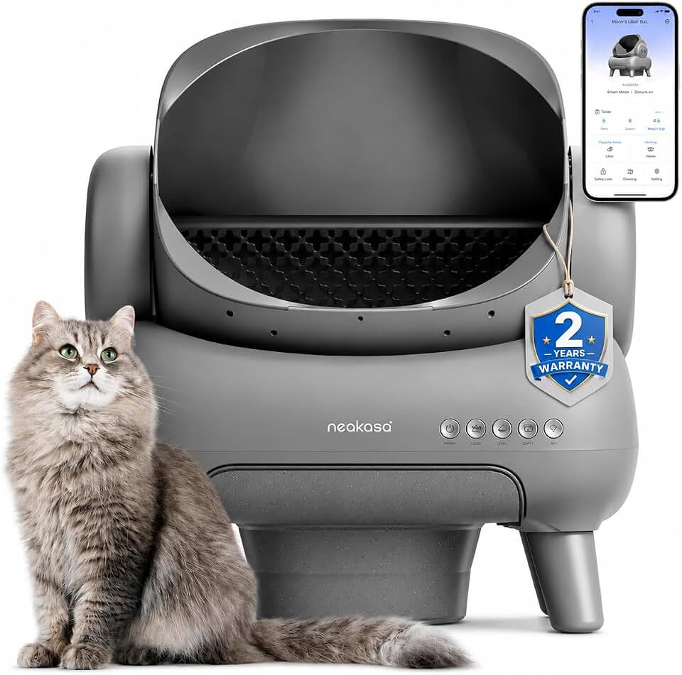 Neakasa M1 Plus Automatic Cat Litter Box with 2-Year Protection Plan | For Cats Up to 33lbs &amp; Multi-Cat Homes, Litter Mat &amp; 2 Refill Bag Rolls, App Control, 360° Safety, Odor Seal &amp; Leak Guard Global Recycled Standard