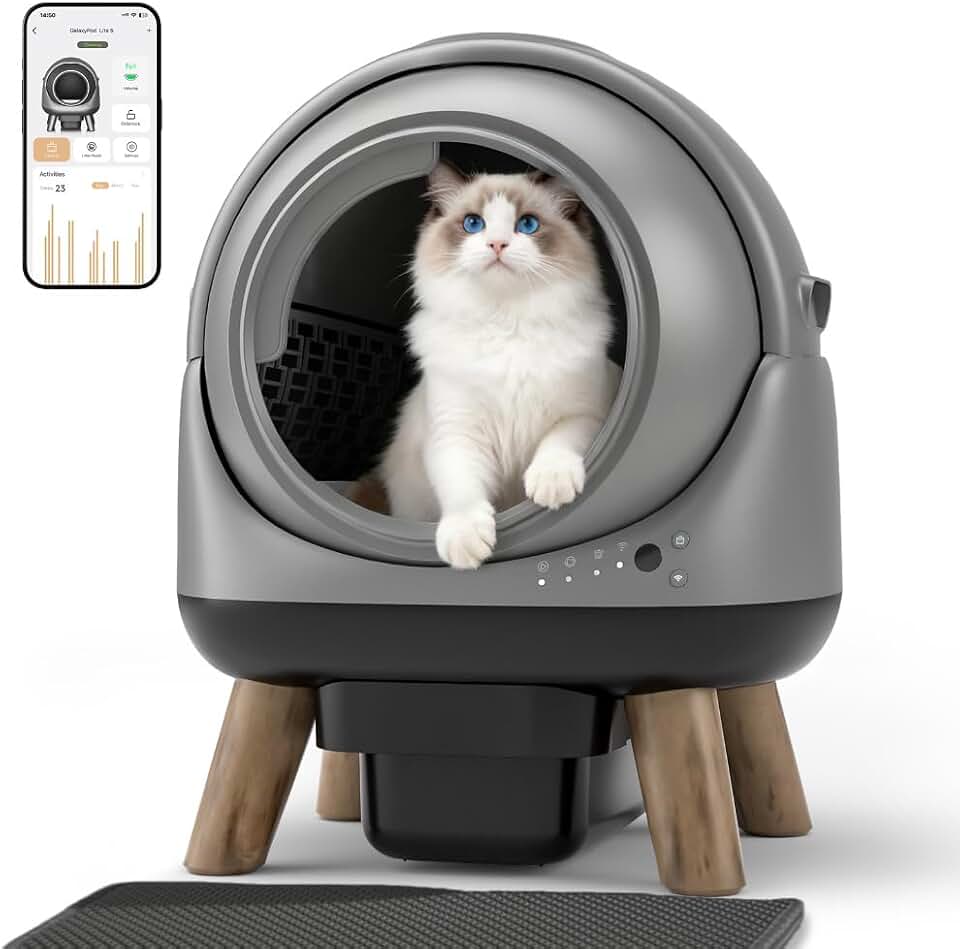 Self-Cleaning Litter Box ZHMZ G1 Automatic Cat Litter Box for Multiple Cats | Self-Cleaning Robot with Smart App Control, Odor Control and Anti-Pinch Safe, Includes Litter Mat &amp; 2 Rolls Trash Bags