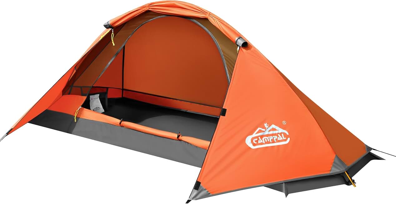 camppal 1 Person Tent for Camping Hiking Mountain Hunting Backpacking Tents 4 Season Resistance to Windproof Rainproof and Waterproof