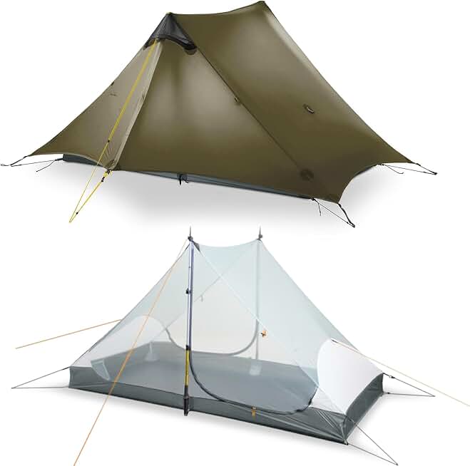 LANSHAN Ultralight Waterproof 1-2 Person Backpacking Tent | Ultralight waterproof nylon, pitch anywhere, for camping &amp; travel.