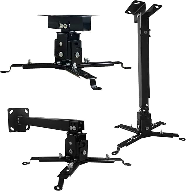 Projector Mount Wall or Ceiling Projection Mount Bracket with Adjustable Height and Extendable Arms Mounts for Home and Office Projector