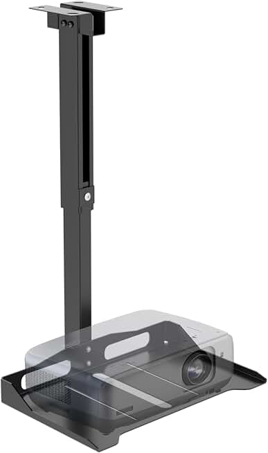 WALI Universal Projector Ceiling Wall Mount with Hidden Cable Management | Height Adjustable Projector Bracket , Wall Mount Holder for Projectors, 13.7" x 8.6" Platform, Fits 22 lbs (PM-005-B), Black