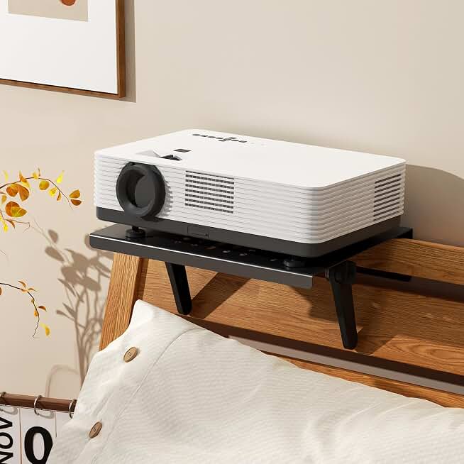 No Drilling Metal Projector Mount,Projector Shelf for Sofa and Bedside | Adjustable Angle and Foldable for Storage,Perforated Design for Heat Dissipation,Projector Wall Mount for Living Room