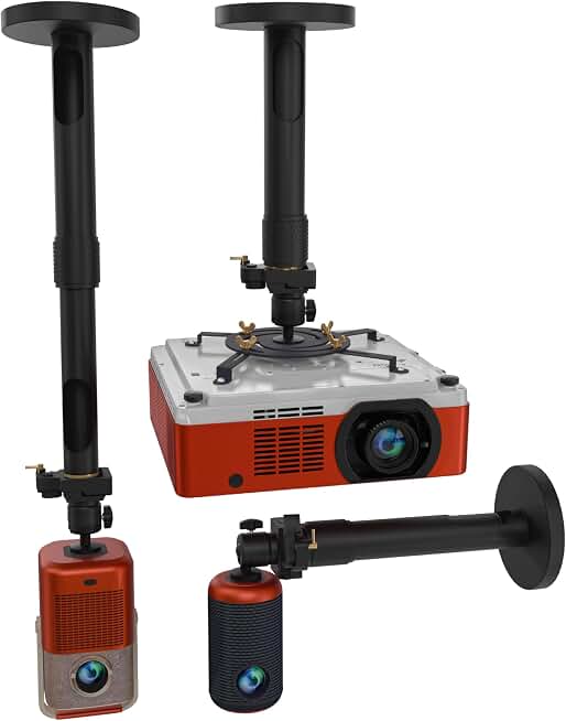 Universal Projector Mount for Ceiling &amp; Wall, Adjustable 13.8" to 21" | Projector holder, extendable, 360° swivel, 180° tilt, fits most projectors, heavy duty, supports 16.4 lbs, quick release