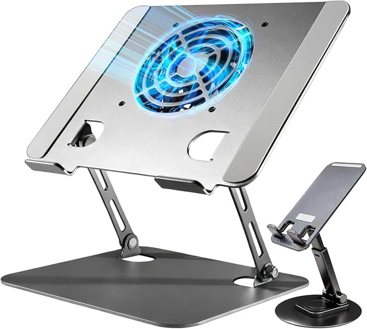 Laptop Stand for Desk, Laptop Riser with Active Cooling Fan, Widely Compatible with MacBook and Other Computer Accessories、Computer Stand for Laptop
