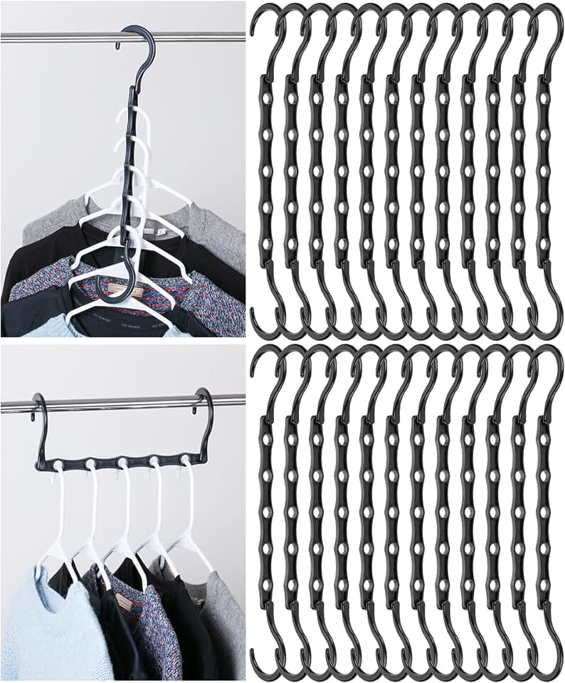 Mr. Pen- Bulk Space Saving Hangers for Clothes, 24 pcs, 5 Slots, Plastic | Collapsible Hangers with 360° Swivel Hook, Hanger Hooks Space Saver for Closet Organizers and Storage, Dorm Room Essentials