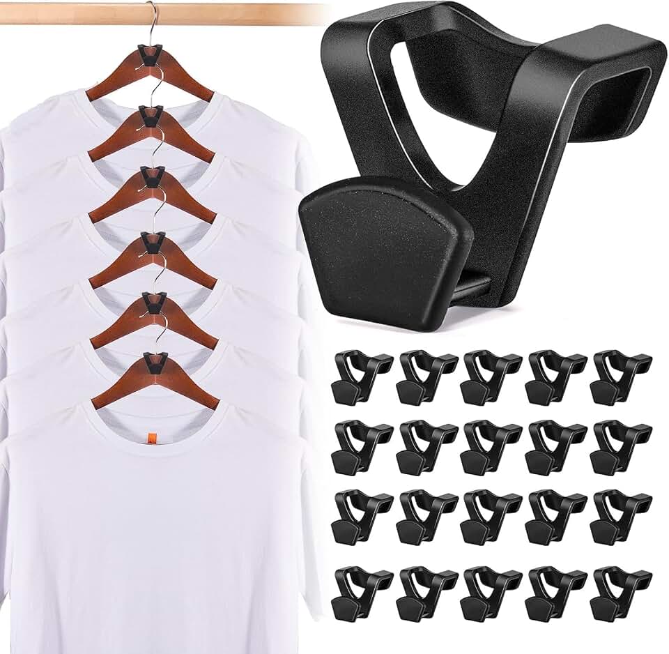 HOUSE DAY Space Saving Hanger Hooks 60 Pack, Clothes Hanger Connector Hooks | Black, Heavy Duty Hanger Hooks Space Saver, Premium College Dorm Room Essentials, Closet Organizers and Storage for Apartment