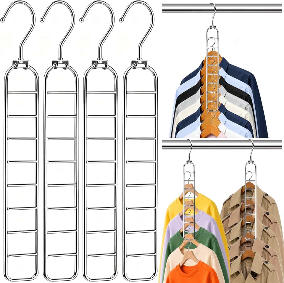 Space Saving Hangers 36-Hole Heavy Duty for Closet Organizers and Storage | Wide Slot Closet Space Saver, Cascading Design for Wardrobe, Apartment, RV Storage, College Dorm Essentials