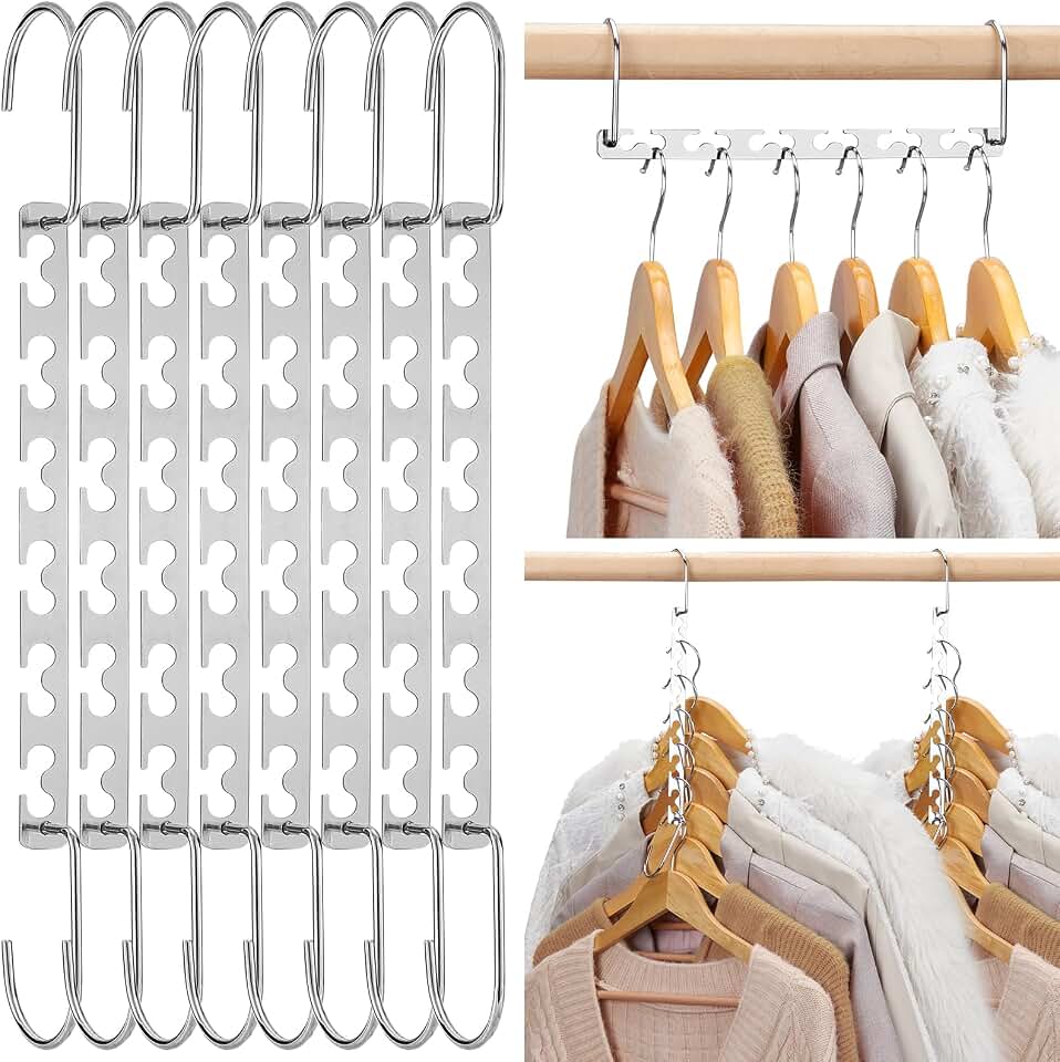 HOUSE DAY 12 Pack Space Saving Hangers for Clothes, Metal Magic Hanger | Heavy Duty Hanger Organizer 30 Lbs Capacity, Sturdy Multi Hangers, Closet Space Saver Closet Organizers and Storage Dorm Room Global Recycled Standard