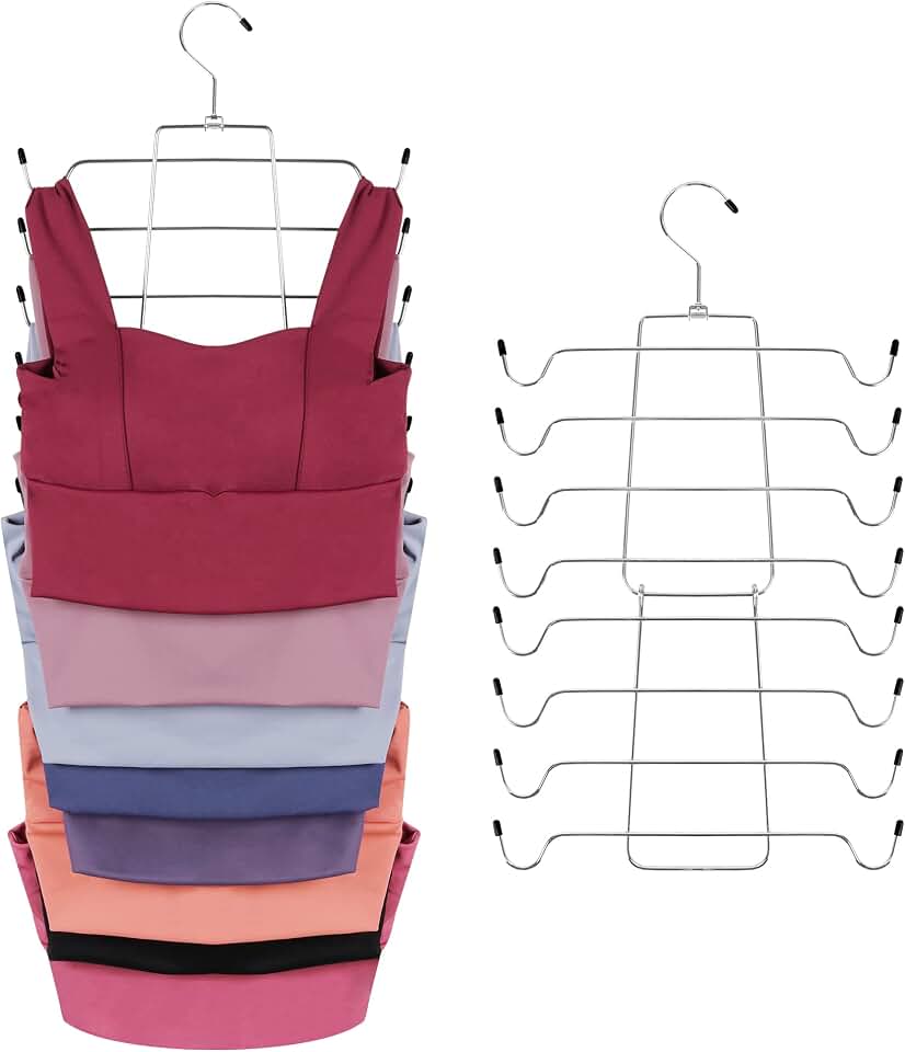 ZEDODIER 2 Pack Tank Top Hanger, Bra Organizer for Closet, Space Saving | 32 Hooks Total, Sturdy Metal, 360° Rotating, Foldable Design, Hanging Closet Organizers and Storage for Apartments and Dorms